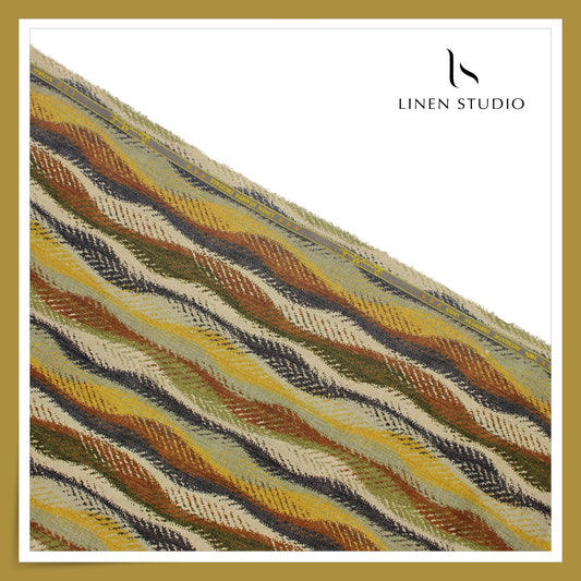 70 Lea Exclusive Digital Printed Shirting by Linen Monde - Wavy Bargello (NEW)