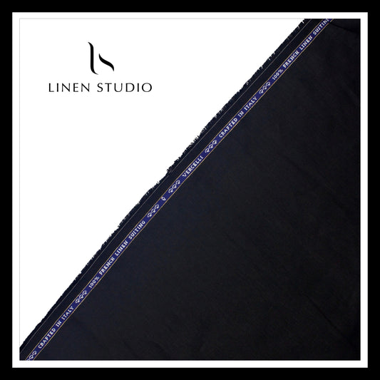 60 Lea French Linen Suiting by Vercelli Italy - True Black (1st in India) (NEW)
