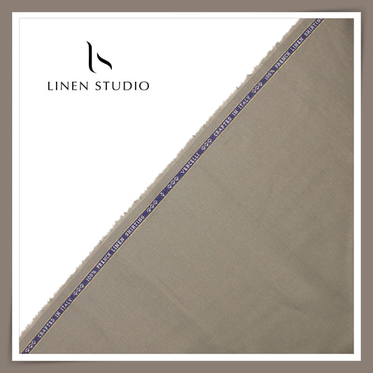80 Lea French Linen Shirting by Vercelli Italy - Granite Green (1st in India) (NEW)