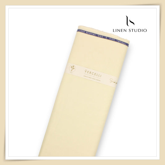 80 Lea French Linen Shirting by Vercelli Italy - Butter Yellow (1st in India) (NEW)
