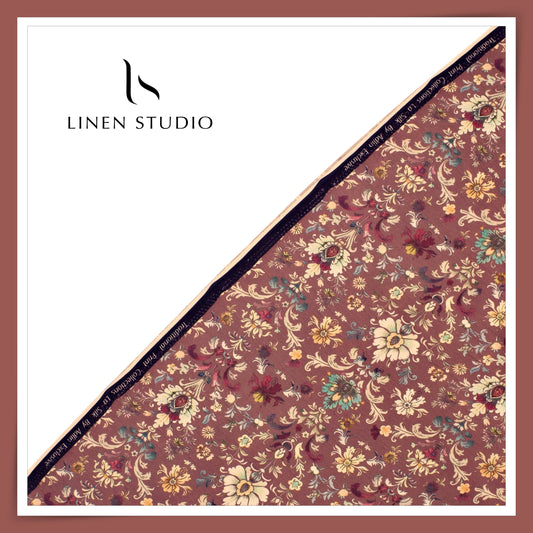 Cotton Silk Digital Printed Shirting - Coral Pink