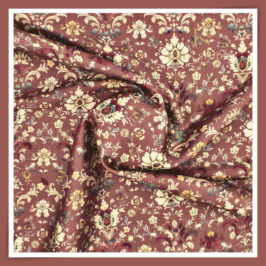 Cotton Silk Digital Printed Shirting - Coral Pink