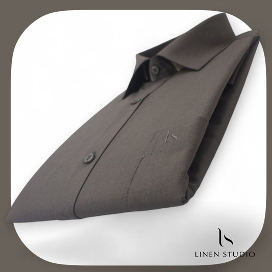 Pure Cotton 60's Count Plain Shirt - Nevada Grey - Linen Studio