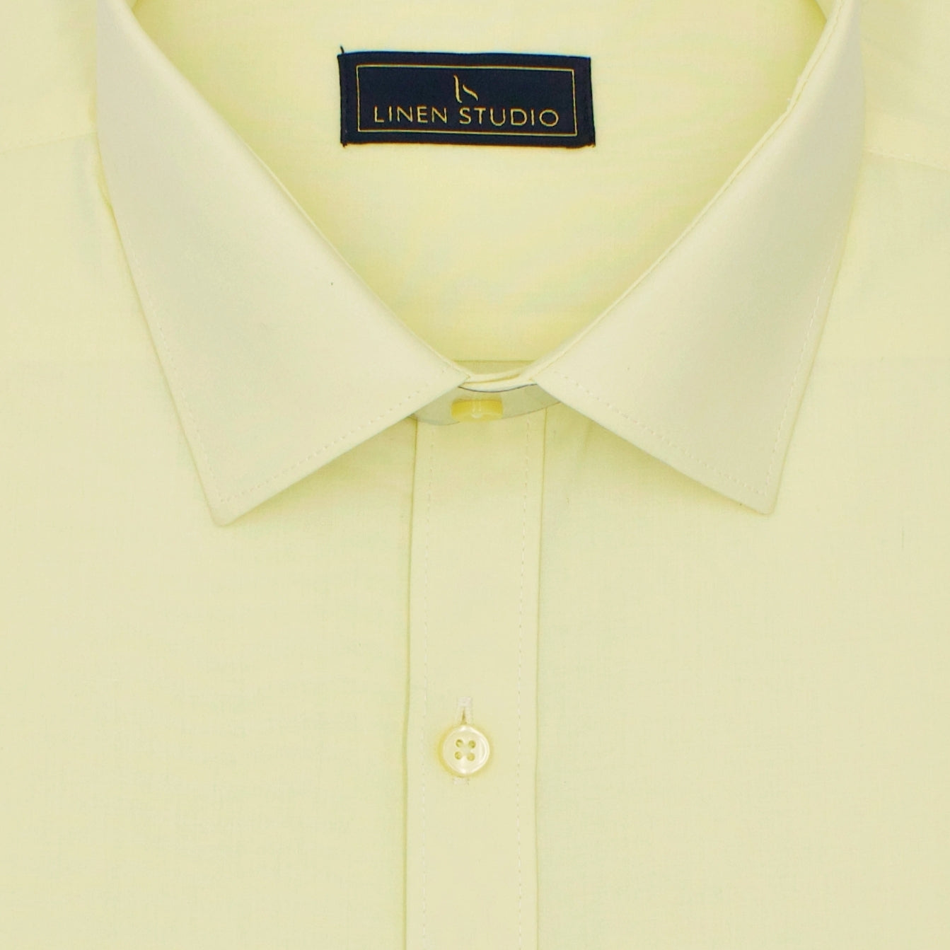 Pure Cotton 40's Count Plain Shirt - Lemon Yellow - Linen Studio