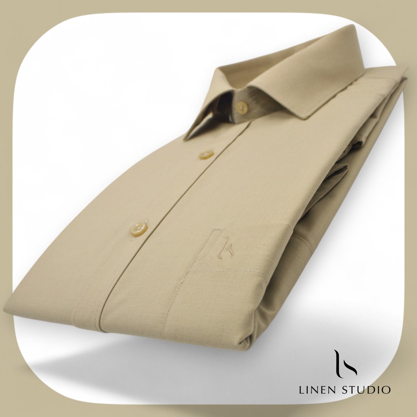 Pure Cotton 40's Count Plain Shirt - French Beige - Linen Studio
