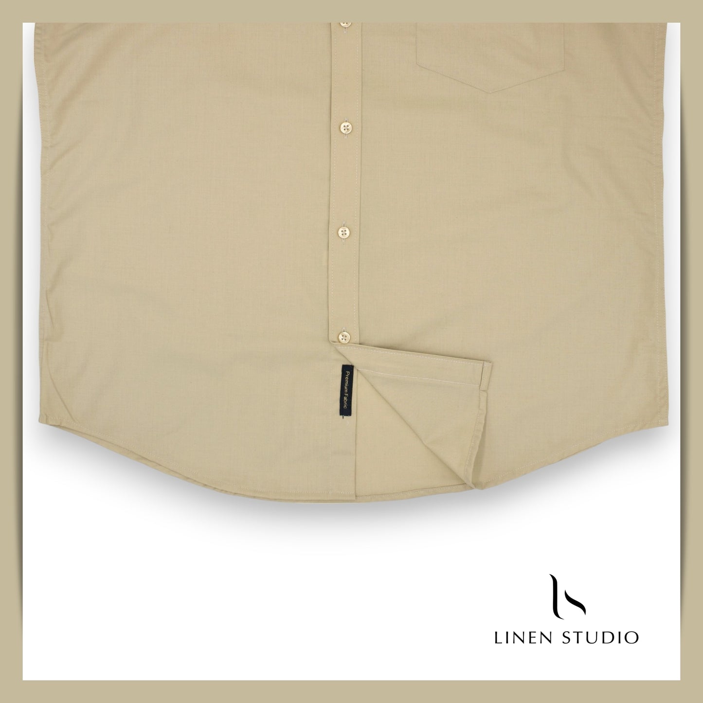 Pure Cotton 40's Count Plain Shirt - French Beige - Linen Studio