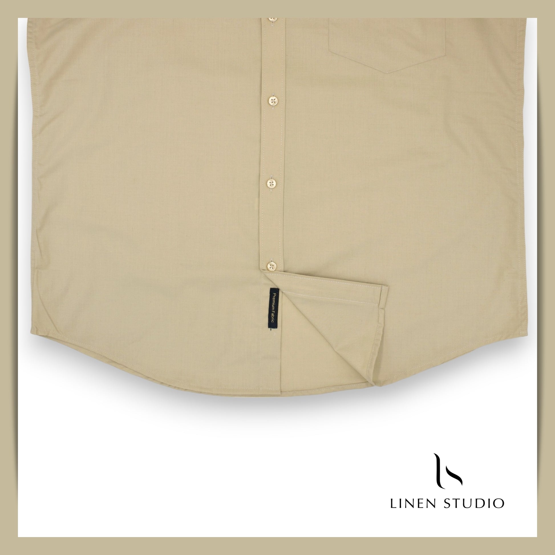 Pure Cotton 40's Count Plain Shirt - French Beige - Linen Studio