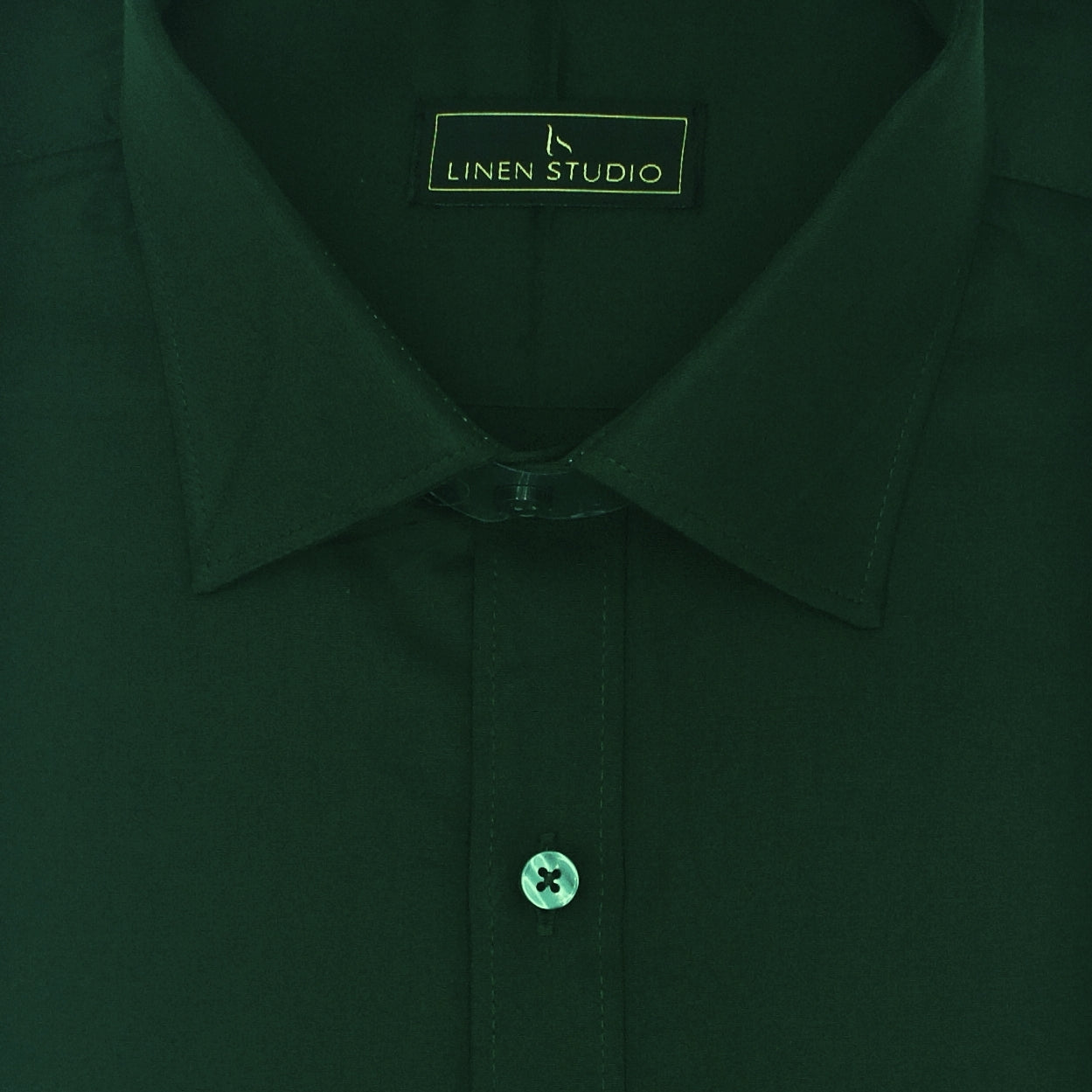 Pure Cotton 60's Count Plain Shirt - Emerald Green - Linen Studio