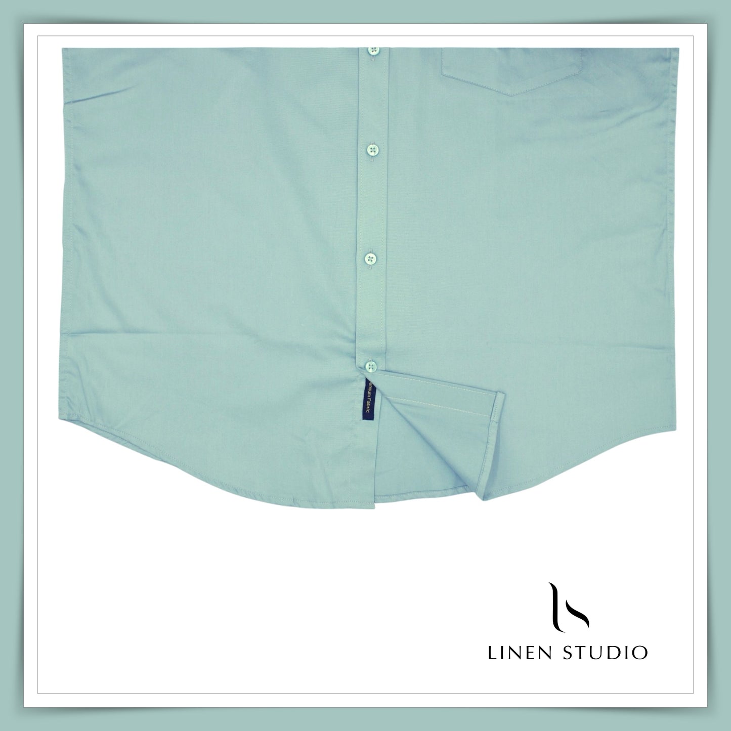Pure Cotton 60's Count Plain Shirt - Blueish Green