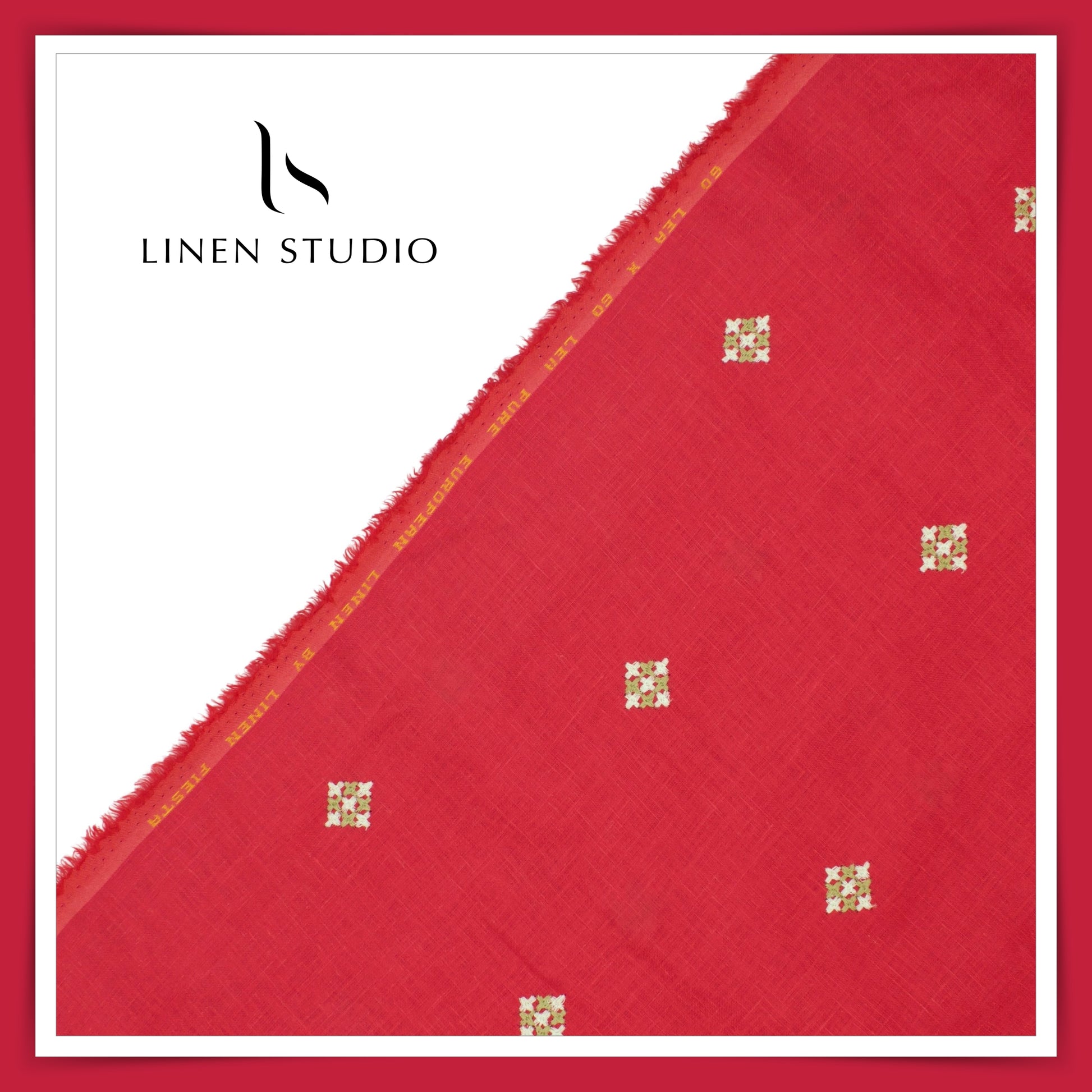 Premium Linen Embroidery - Laal - Linen Studio