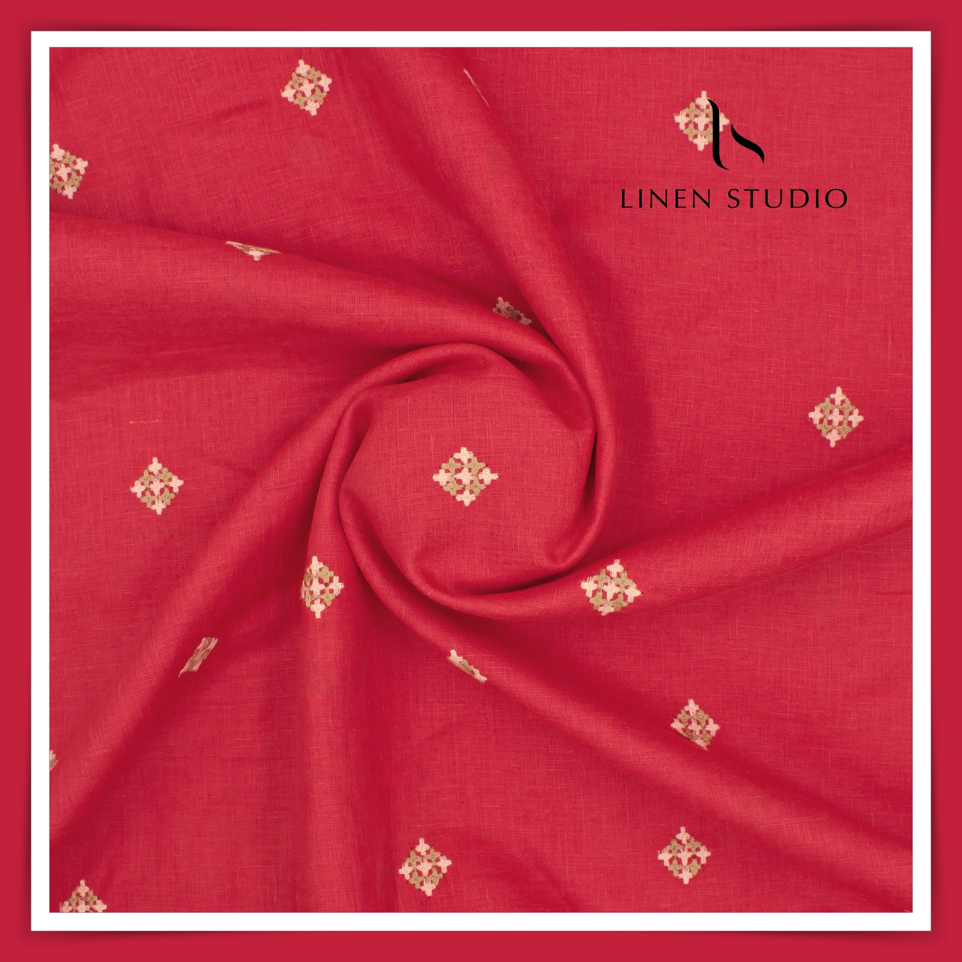 Premium Linen Embroidery - Laal - Linen Studio