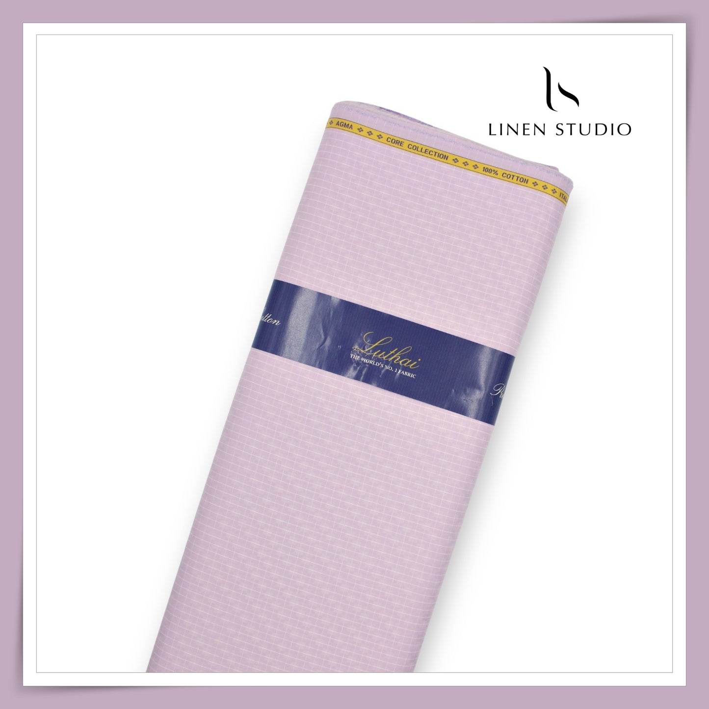 Luthai 100% Supima Cotton Shirting - Pinkish Lavender Checks with Dobby (Zoom In) (NEW)