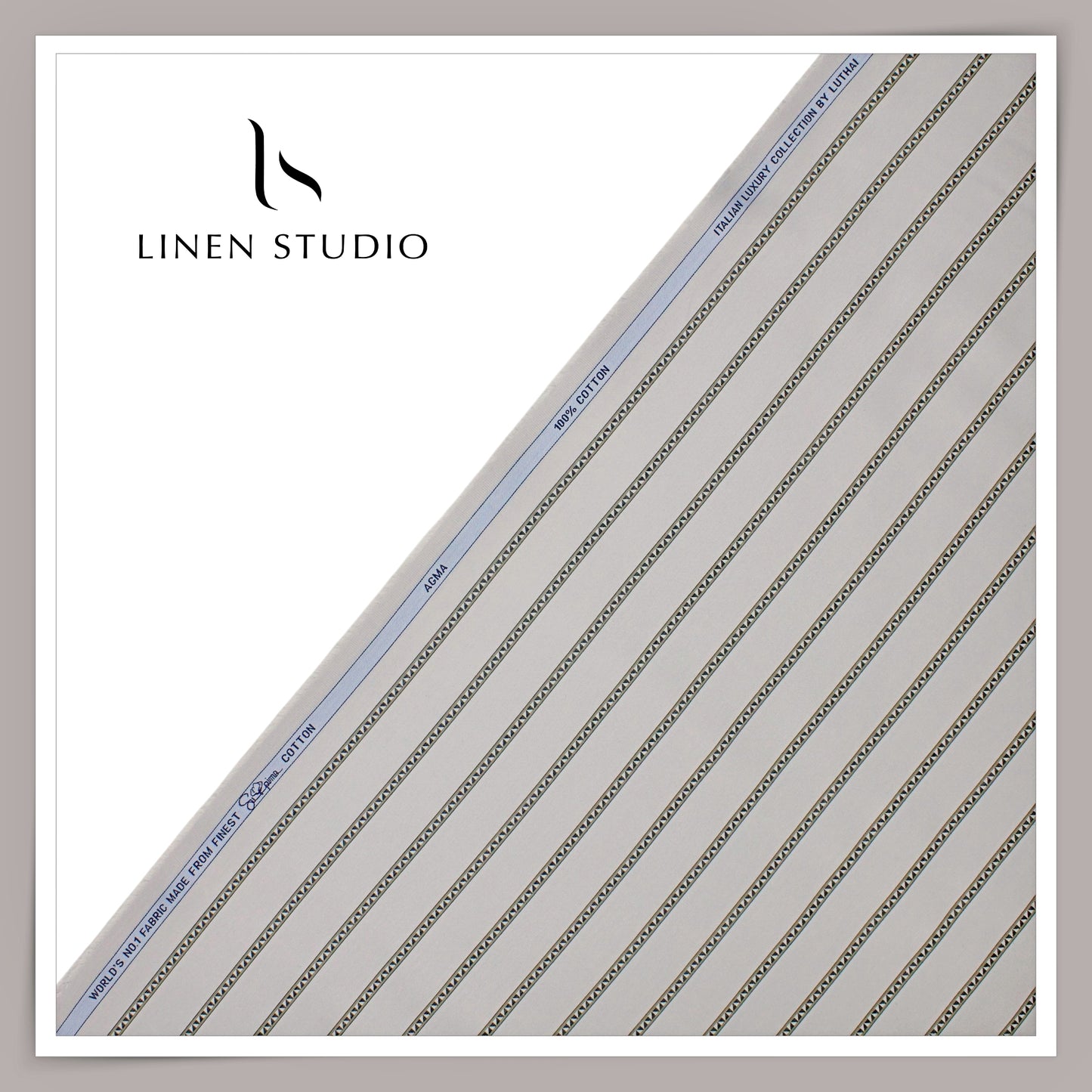 Luthai 100% Supima Cotton Shirting - Slate Grey Fancy Stripes (Fastest Selling) (NEW)