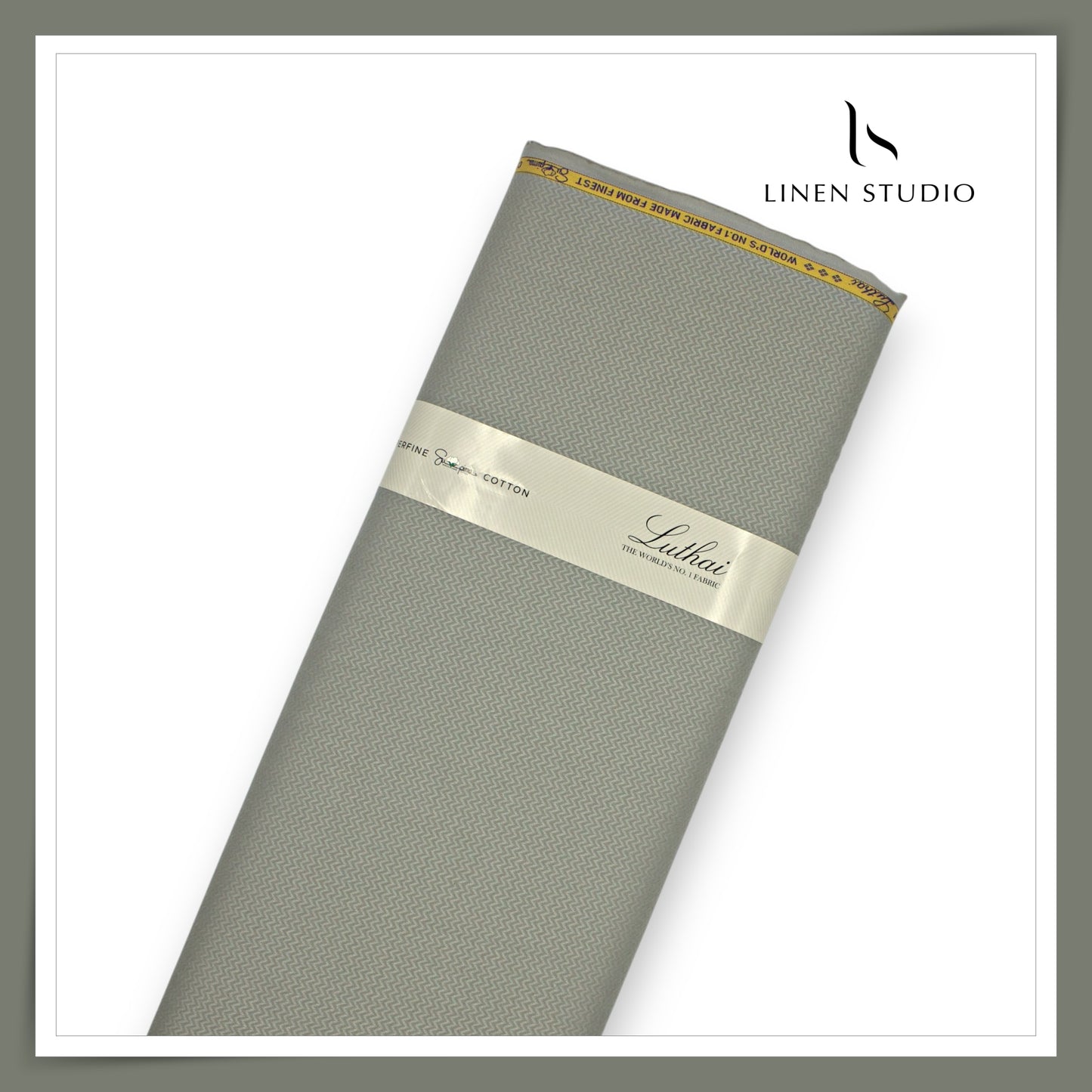 Luthai Zig Zag Textured Supima Cotton - Greenish Grey (zoom in)