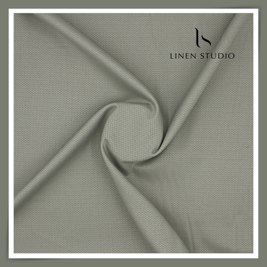 Luthai Zig Zag Textured Supima Cotton - Greenish Grey (zoom in)