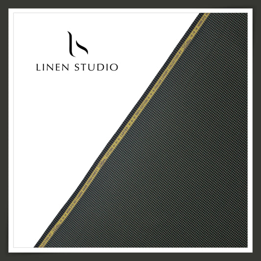 Luthai 100% Supima Cotton Jacquard Shirting - Black & Green (Zoom In) (NEW)