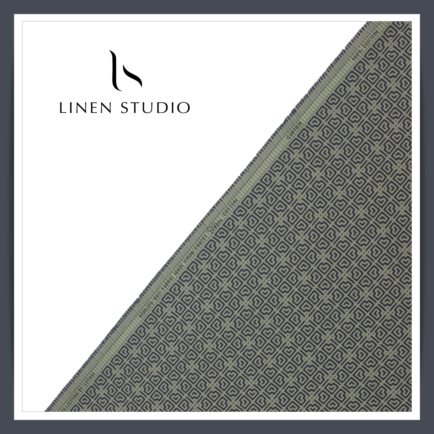 Luthai 100% Supima Cotton Jacquard Shirting - Dark Blue & Green (Zoom In) (NEW)