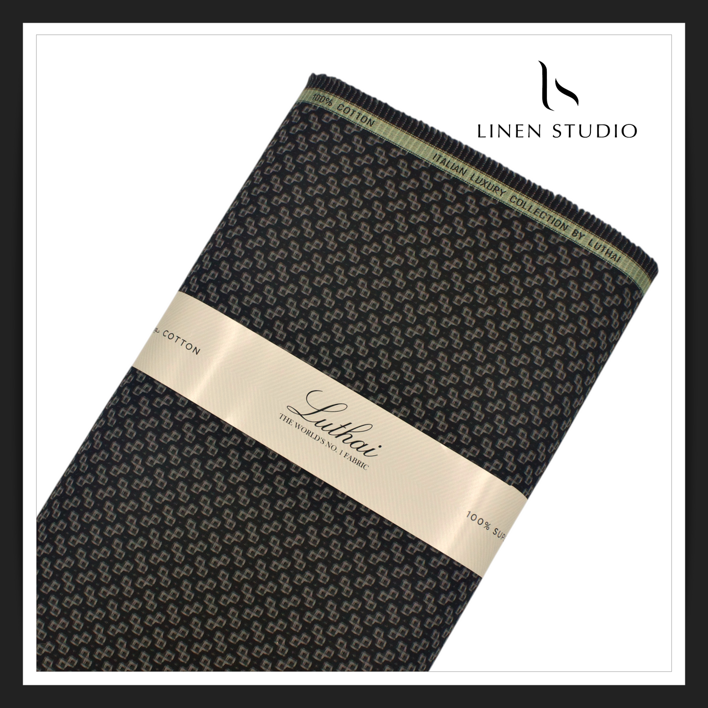 Luthai 100% Supima Cotton Jacquard Shirting - Dark Brown & Figure (Zoom In) (NEW)