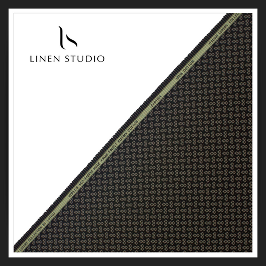 Luthai 100% Supima Cotton Jacquard Shirting - Dark Brown & Figure (Zoom In) (NEW)