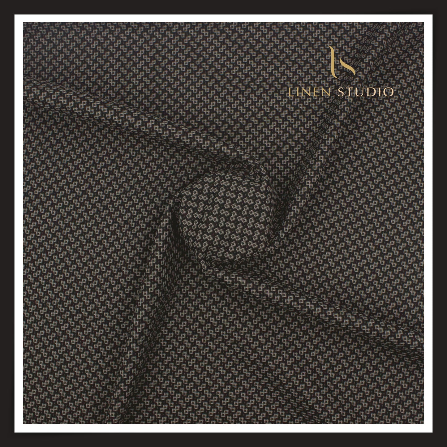 Luthai 100% Supima Cotton Jacquard Shirting - Dark Brown & Figure (Zoom In) (NEW)