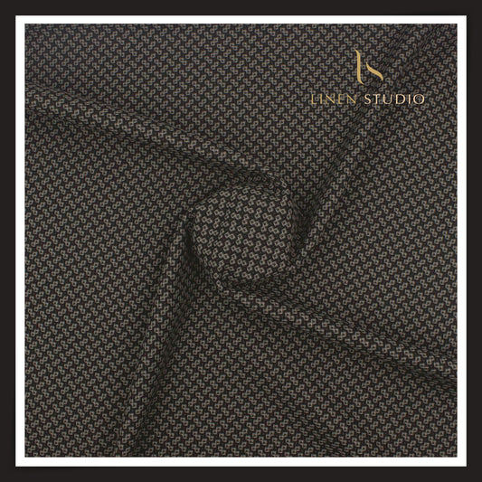 Luthai 100% Supima Cotton Jacquard Shirting - Dark Brown & Figure (Zoom In) (NEW)