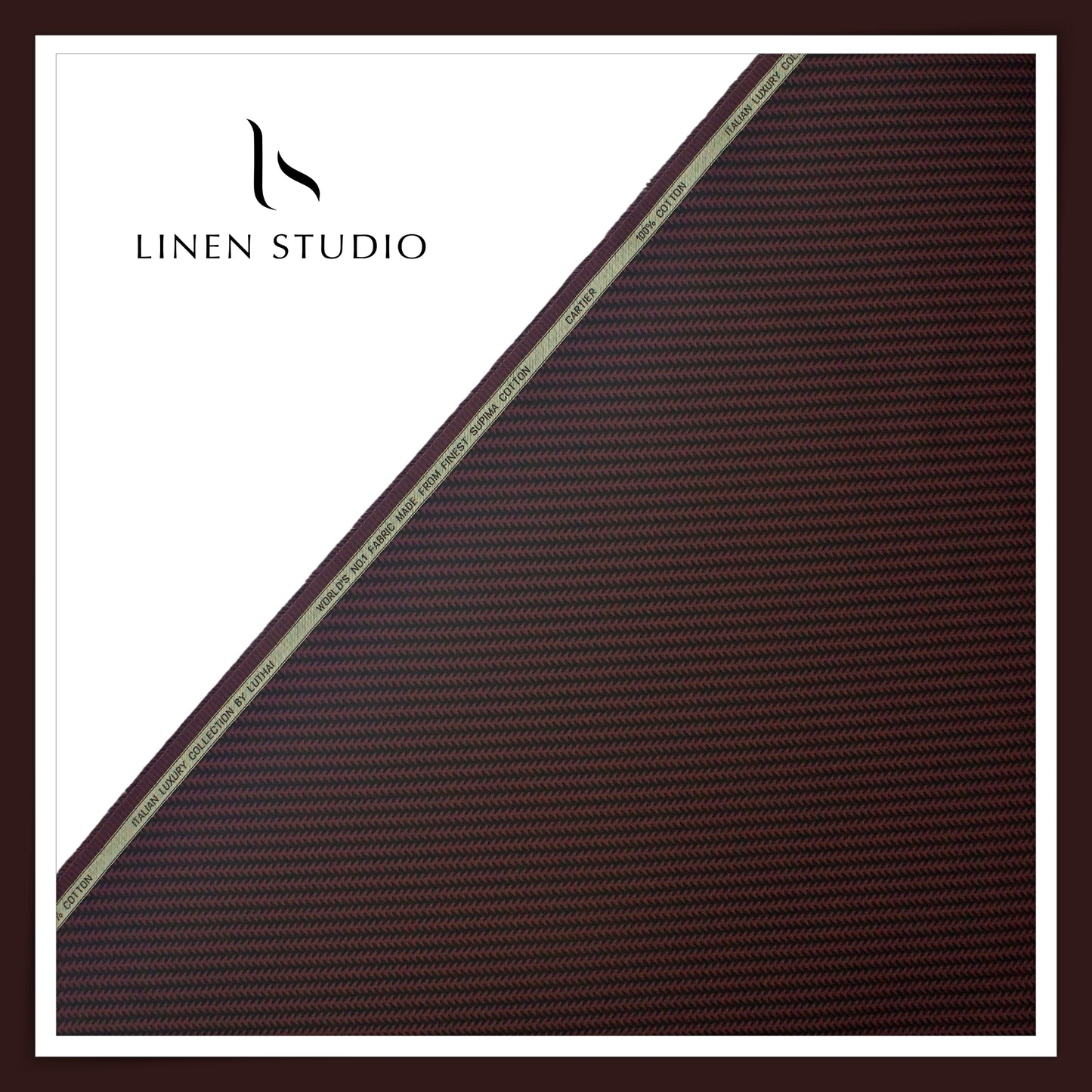Luthai 100% Supima Cotton Jacquard Shirting - Maroon & Black Arrow Stripes (Zoom In) (NEW)