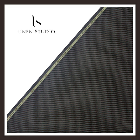 Luthai 100% Supima Cotton Jacquard Shirting - Greyish Green & Black Arrow Stripes (Zoom In) (NEW)