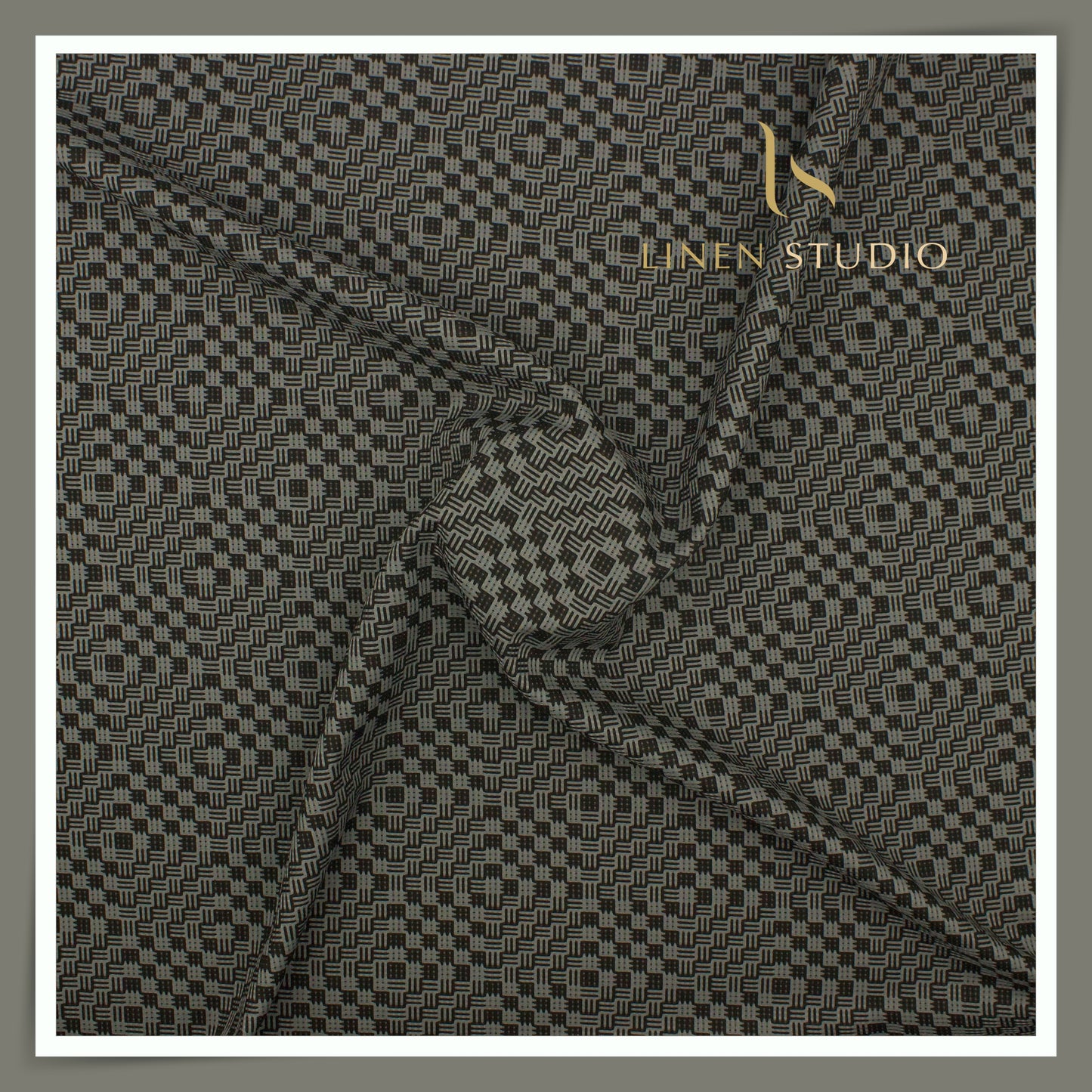 Luthai 100% Supima Cotton Jacquard 80/2 Shirting - Black Disco Checks (NEW) (Zoom In)