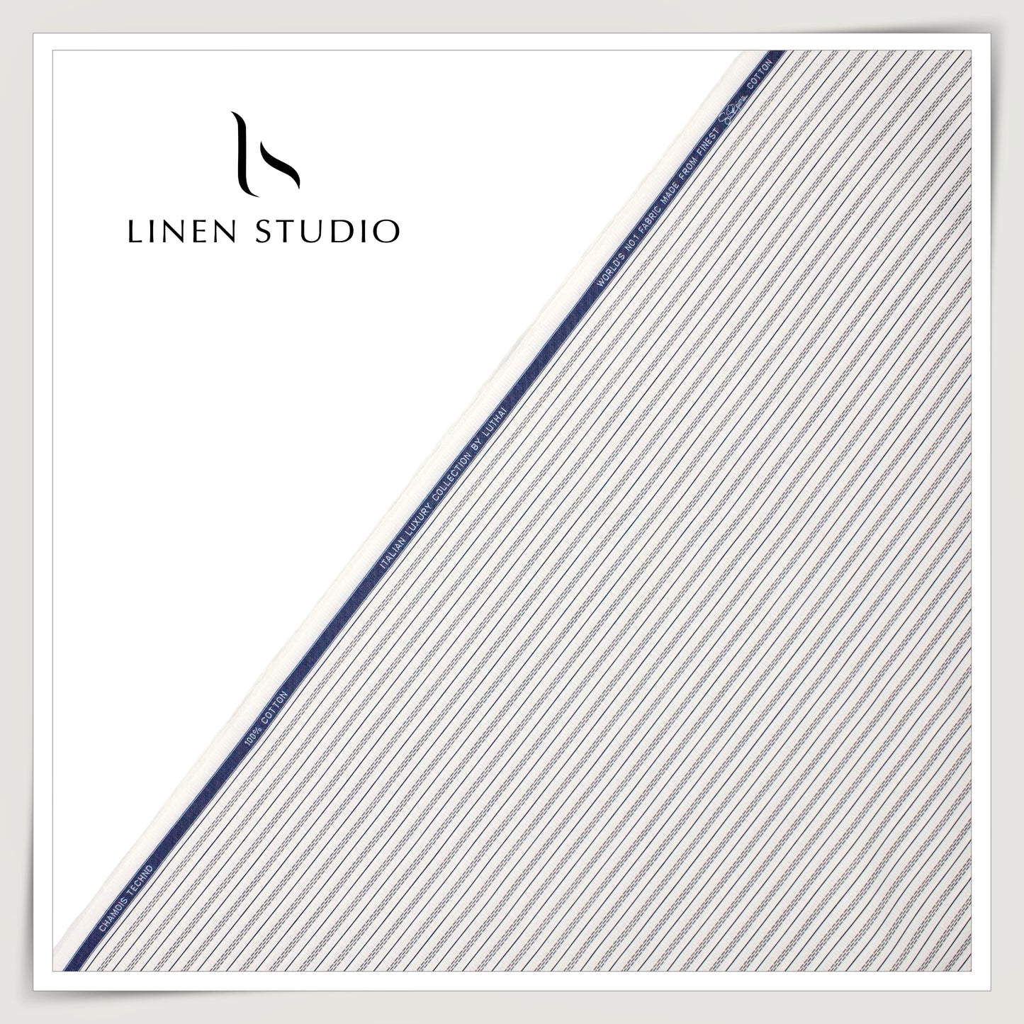 Luthai Subtle Textured Supima Cotton Shirting - Blue Stripes with Dobby (Zoom In) (NEW)