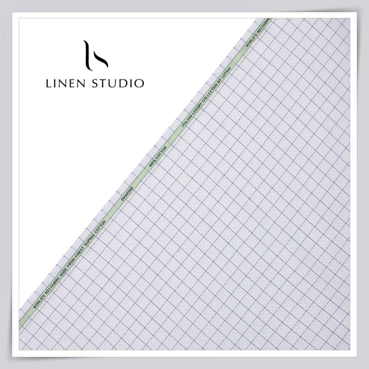 Luthai Diamond Textured Supima Cotton Shirting - Pastel Checks (Zoom In) (NEW)