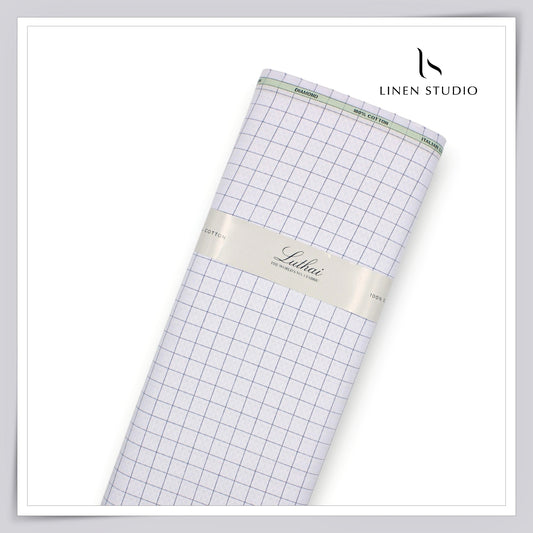 Luthai Diamond Textured Supima Cotton Shirting - Pastel Checks (Zoom In) (NEW)