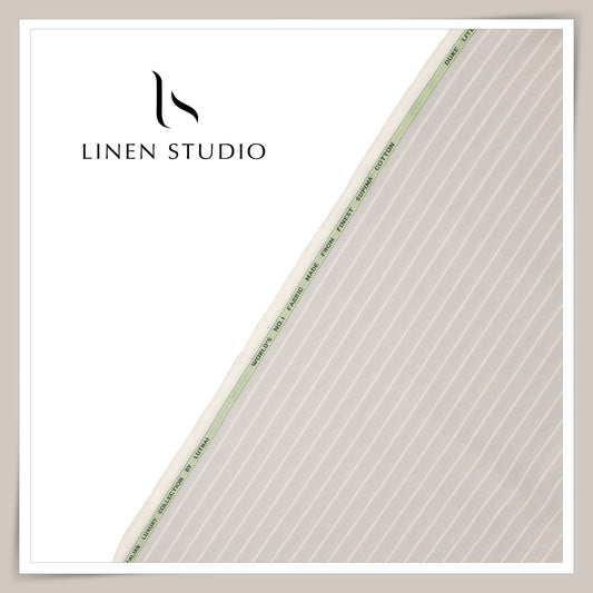 100% Supima Cotton Shirting by Luthai - Grey Goose Stripes (NEW)