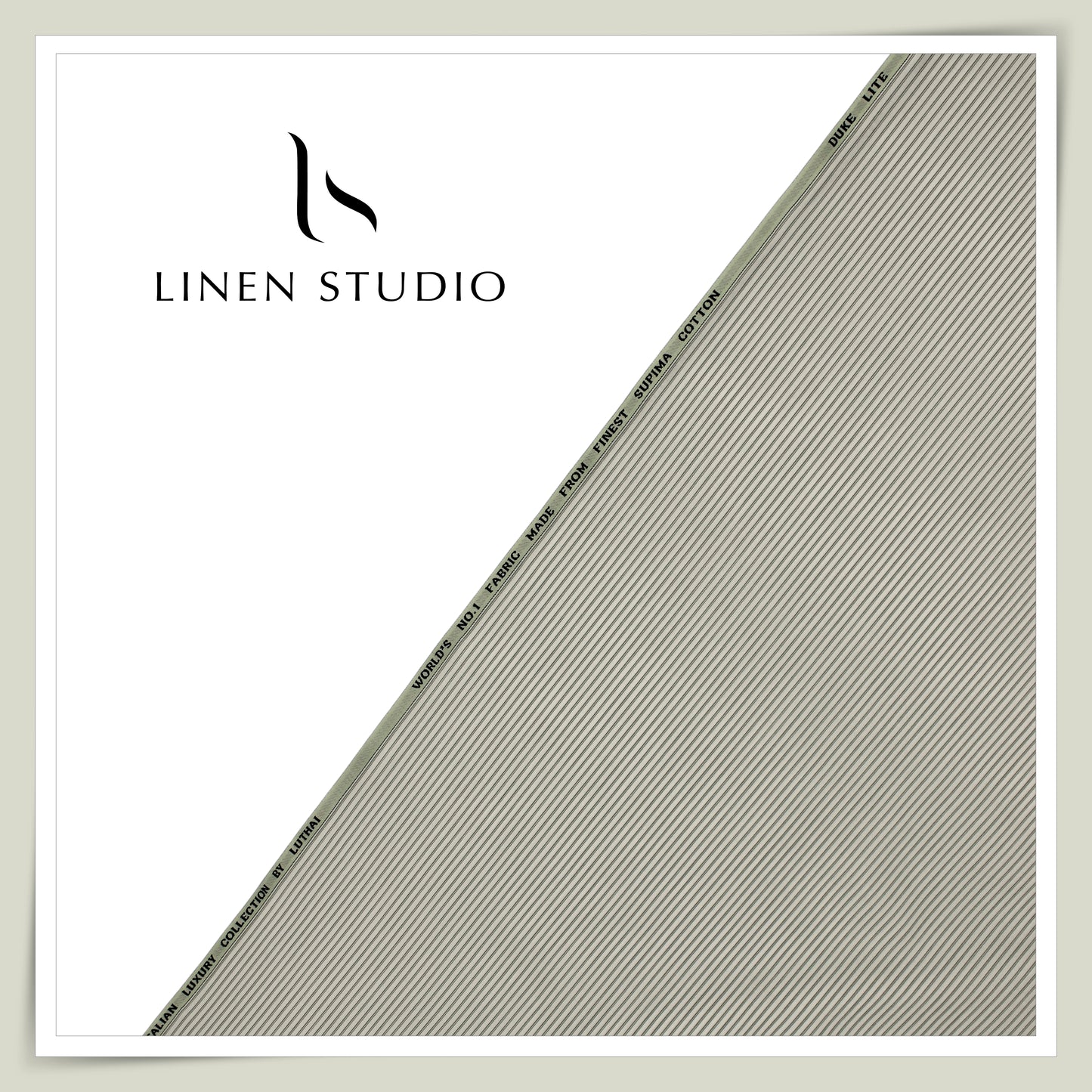 100% Supima Cotton Shirting by Luthai - Mildest Green Formal Stripes (NEW)