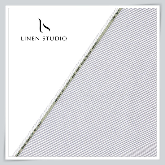 100% Supima Cotton Shirting by Luthai - White Formal Blue Checks (NEW)