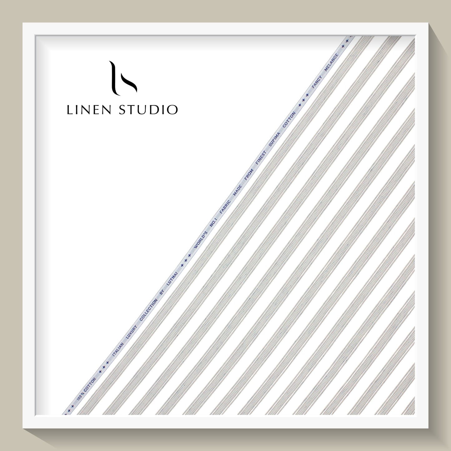 Luthai Supima Cotton White with Brown Fancy Stripes - Linen Studio