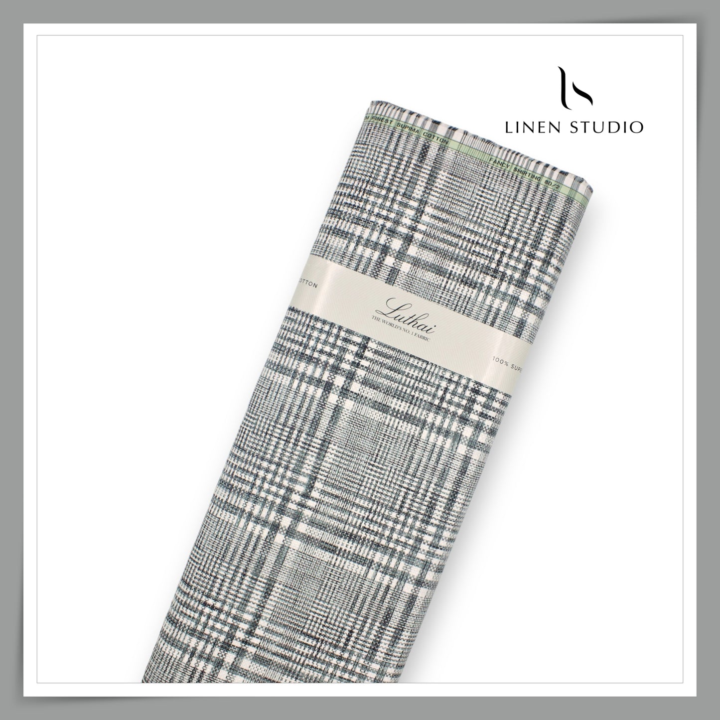 Luthai 100% Supima Cotton Jacquard 80/2 Shirting - Shades of Grey & White Checks (NEW)