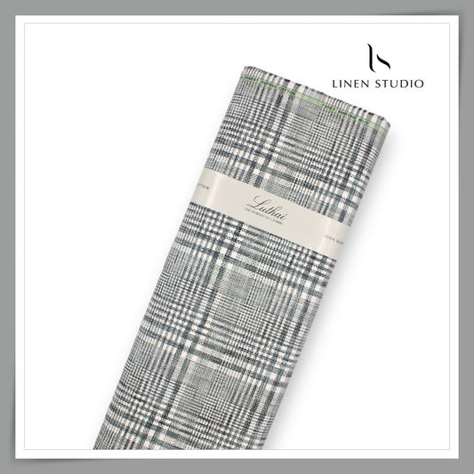 Luthai 100% Supima Cotton Jacquard 80/2 Shirting - Shades of Grey & White Checks (NEW)