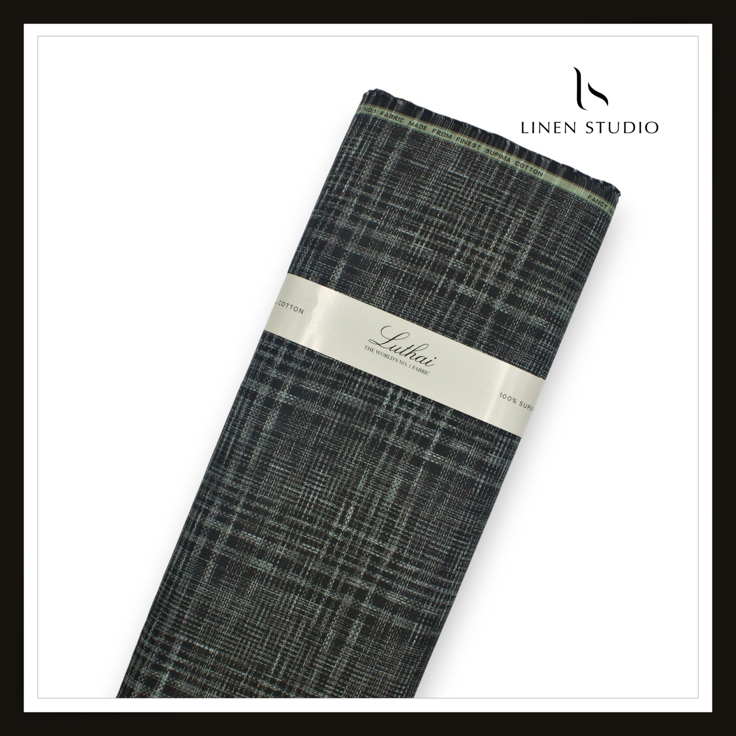 Luthai 100% Supima Cotton Jacquard 80/2 Shirting - Shades of Black & Green Checks (NEW)