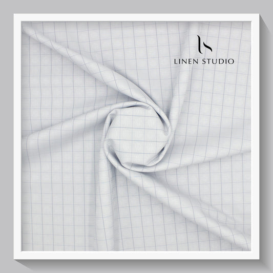 Luthai Supima Cotton Fancy Checks with Dobby (Zoom in) - Linen Studio