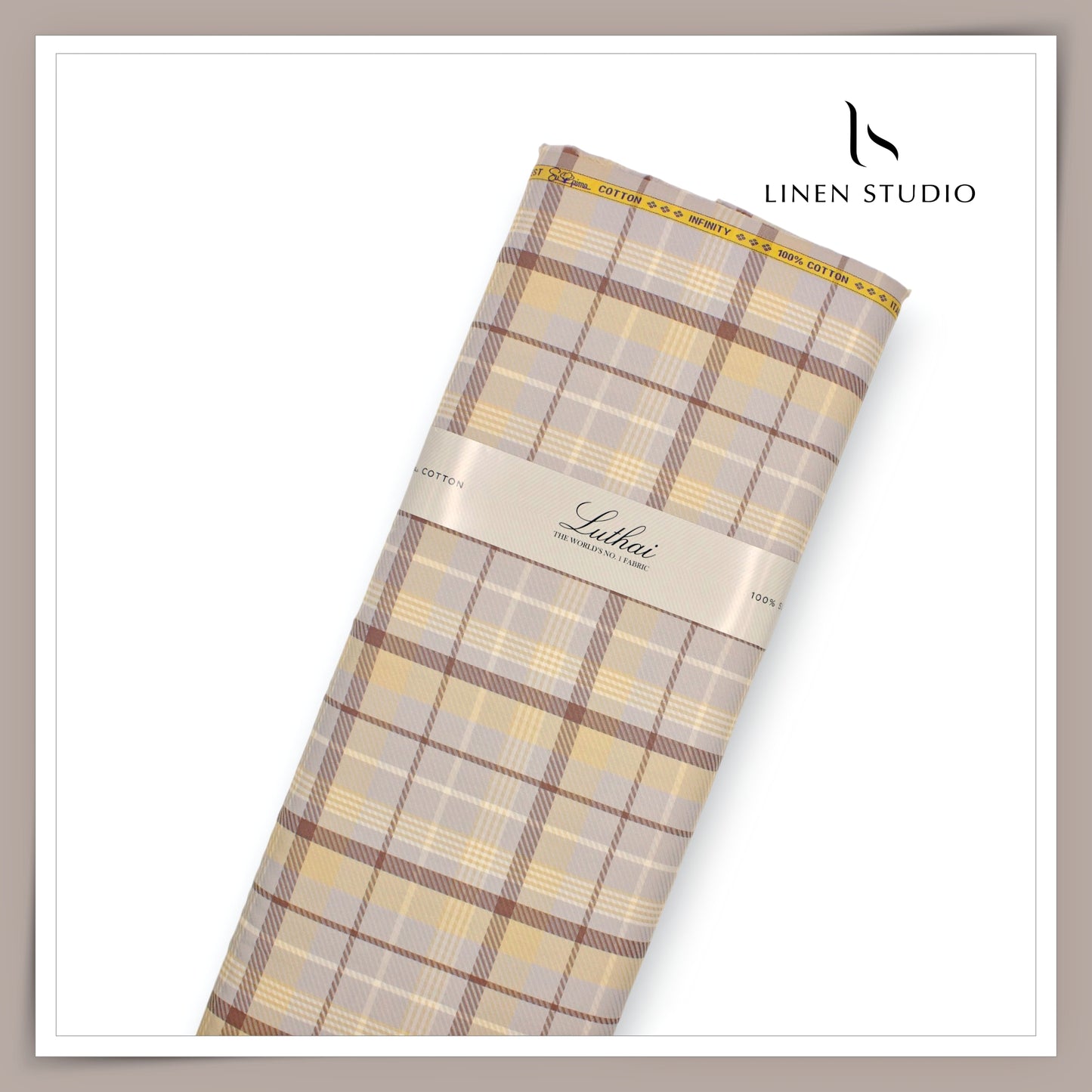 Luthai 100% Supima Cotton Shirting - Sober Grey Base Checks (NEW) (Zoom In)