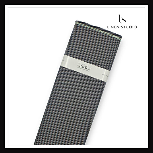 Luthai 100% Supima Cotton Jacquard Shirting -  Black Illusion Small Checks (Zoom In) (NEW)