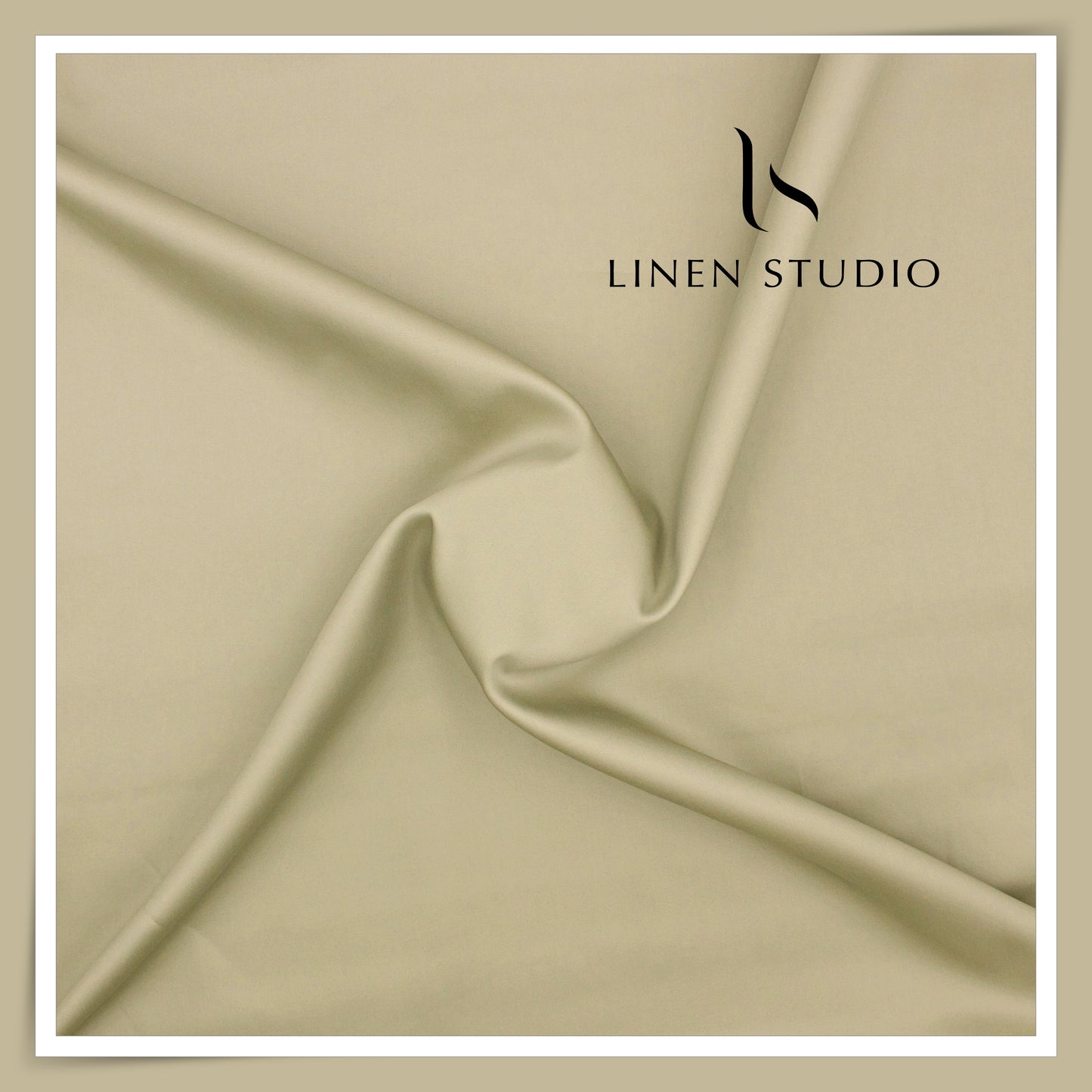 Luthai 100% Luxury Cotton Satin Shirting - Pastel Brownish Green (NEW)