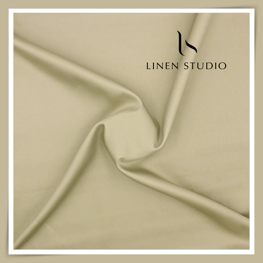 Luthai 100% Luxury Cotton Satin Shirting - Pastel Brownish Green (NEW)