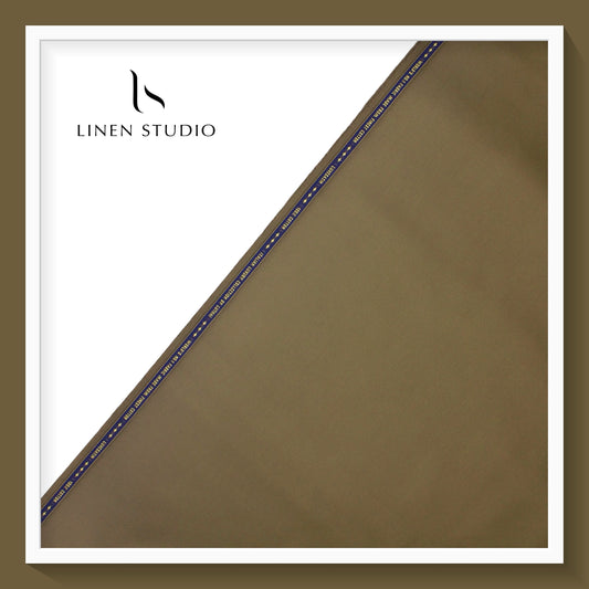 Luthai 100% Luxury Cotton Satin Shirting - Light Brown Chestnut