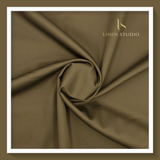 Luthai 100% Luxury Cotton Satin Shirting - Light Brown Chestnut