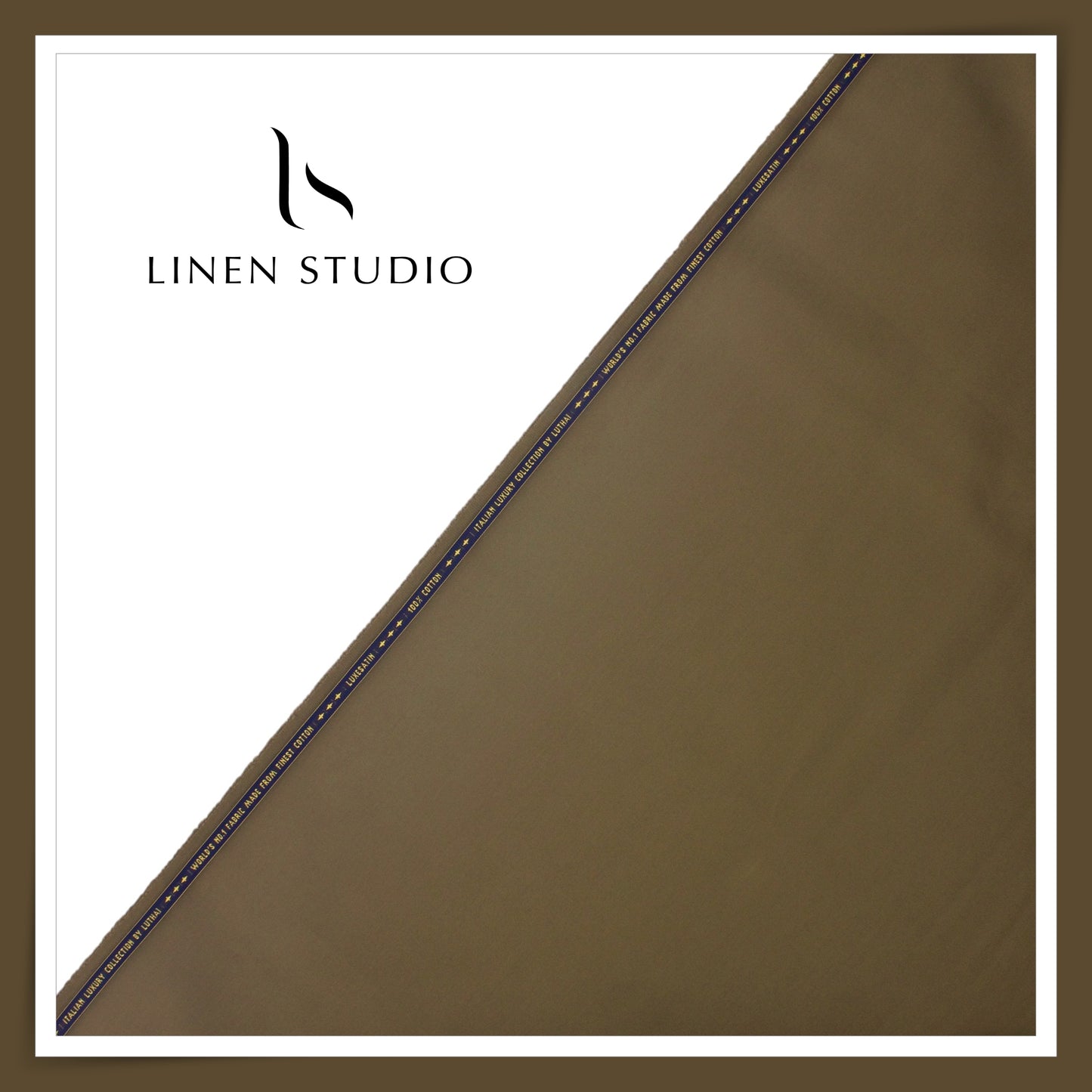 Luthai 100% Luxury Cotton Satin Shirting - Golden Brown (NEW)