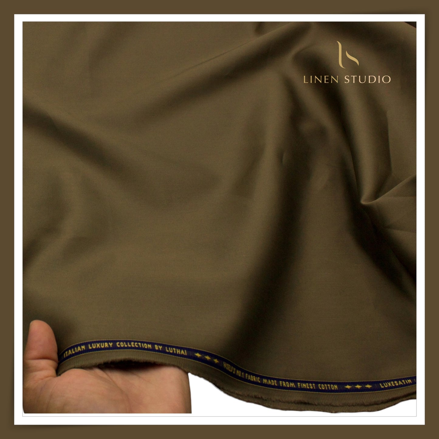 Luthai 100% Luxury Cotton Satin Shirting - Golden Brown (NEW)