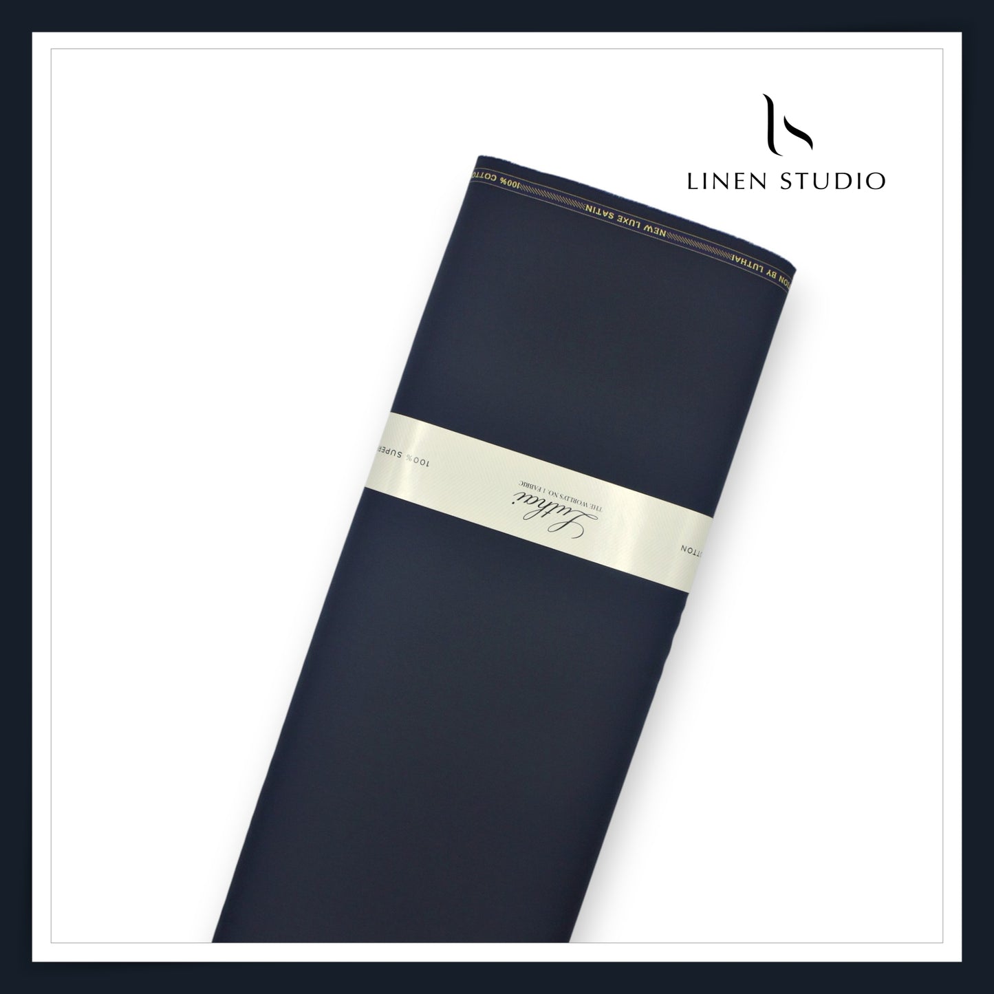 Luthai 100% Luxury Cotton Satin Shirting - Dark Ebony Blue (NEW)
