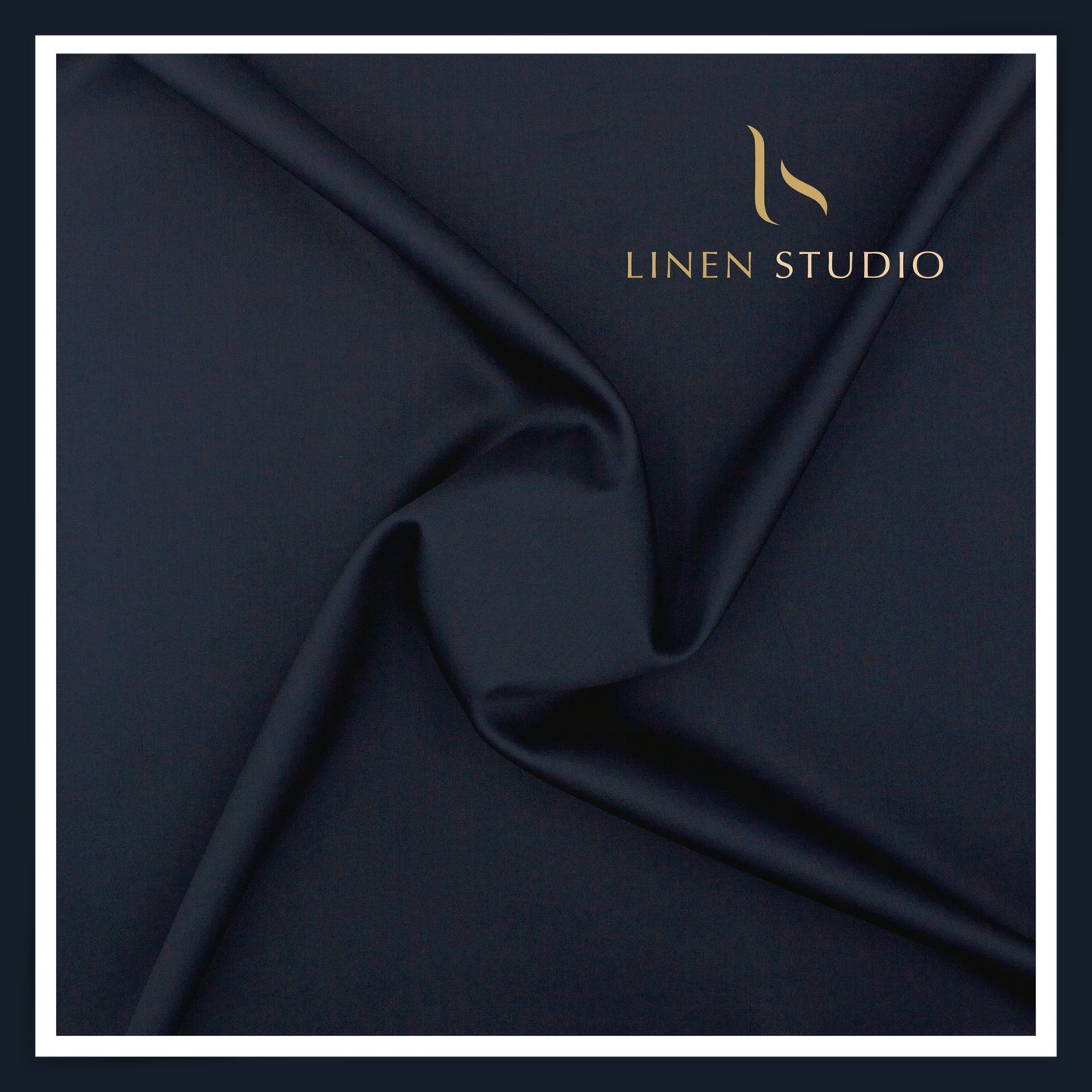 Luthai 100% Luxury Cotton Satin Shirting - Dark Ebony Blue (NEW)