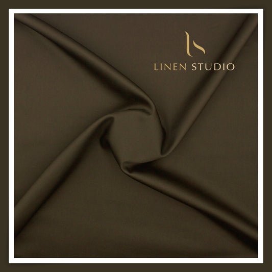 Luthai 100% Luxury Cotton Satin Shirting - Lisbon Brown (NEW)